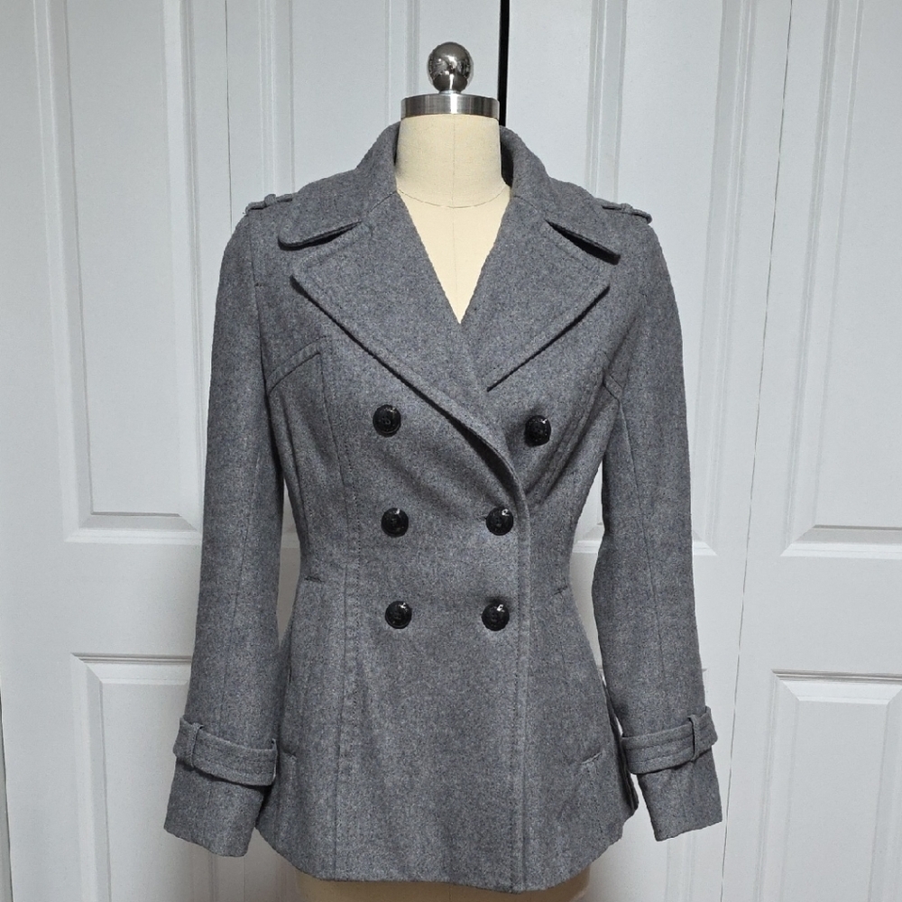 Express Charcoal Double-Breasted Peacoat